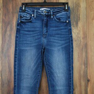 KanCan High Rise Dark Ripped Hem Skinny Jeans 25  -mw9f